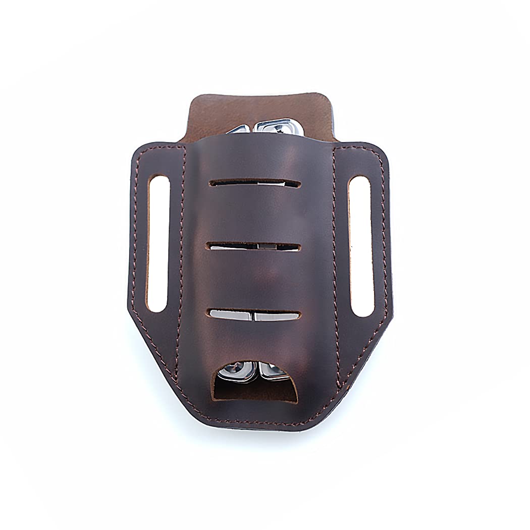 VIPERADE PJ9 Multitool Sheath, Flashlight Holster for Belt, EDC Pocket Pouch Leather Sheath for Men, Belt Sheath EDC Holster for Multitool, Flashlight, Folding Pocket Knife (Brown)