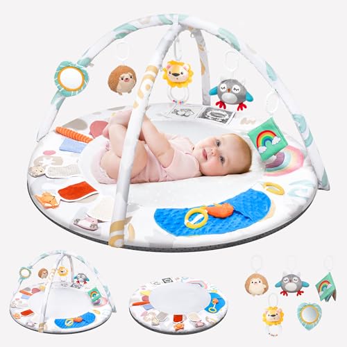 Image of Montessori Baby Play Gym & Activity Mat for Brain Development (0-12Mo) | 5-Sensory Zones + 5 Toys |Portability Tummy Time Activity Mat Stage-Based for Newborn Brain Development Essential & Gift-Ready