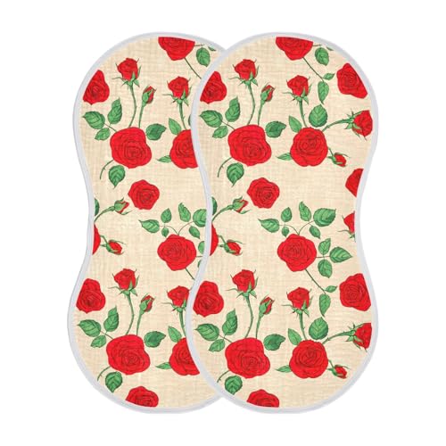 2 Pack Baby Burp Cloths, Soft Absorbent Burping Cloths for Babies, Cotton Milk Spit Up Rags, Large Size for Newborns, Baby Boys and Girls (Timeless Rose Garden)2