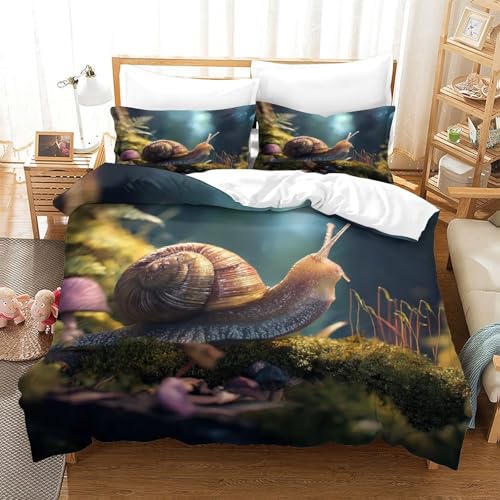 Housse de couette escargot 3D microfibre pour une nuit douce nature - 3