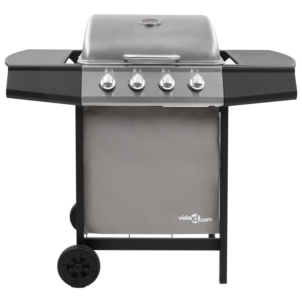 vidaXL Barbecue Gril à Gaz avec 4 Brûleurs d'Extérieur Grille de Cuisson Barbecue de Jardin Barbecue de Terrasse Noir et Argenté