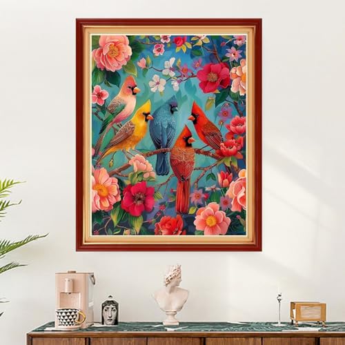 Image of Findvoor Stamped Cross Stitch Kits for Beginners Full Range of Cross Stitching Embroidery Pattern for Adults, 11CT DIY Needlepoint Embroidery Starter Kits-Flower birds 16x20 inch