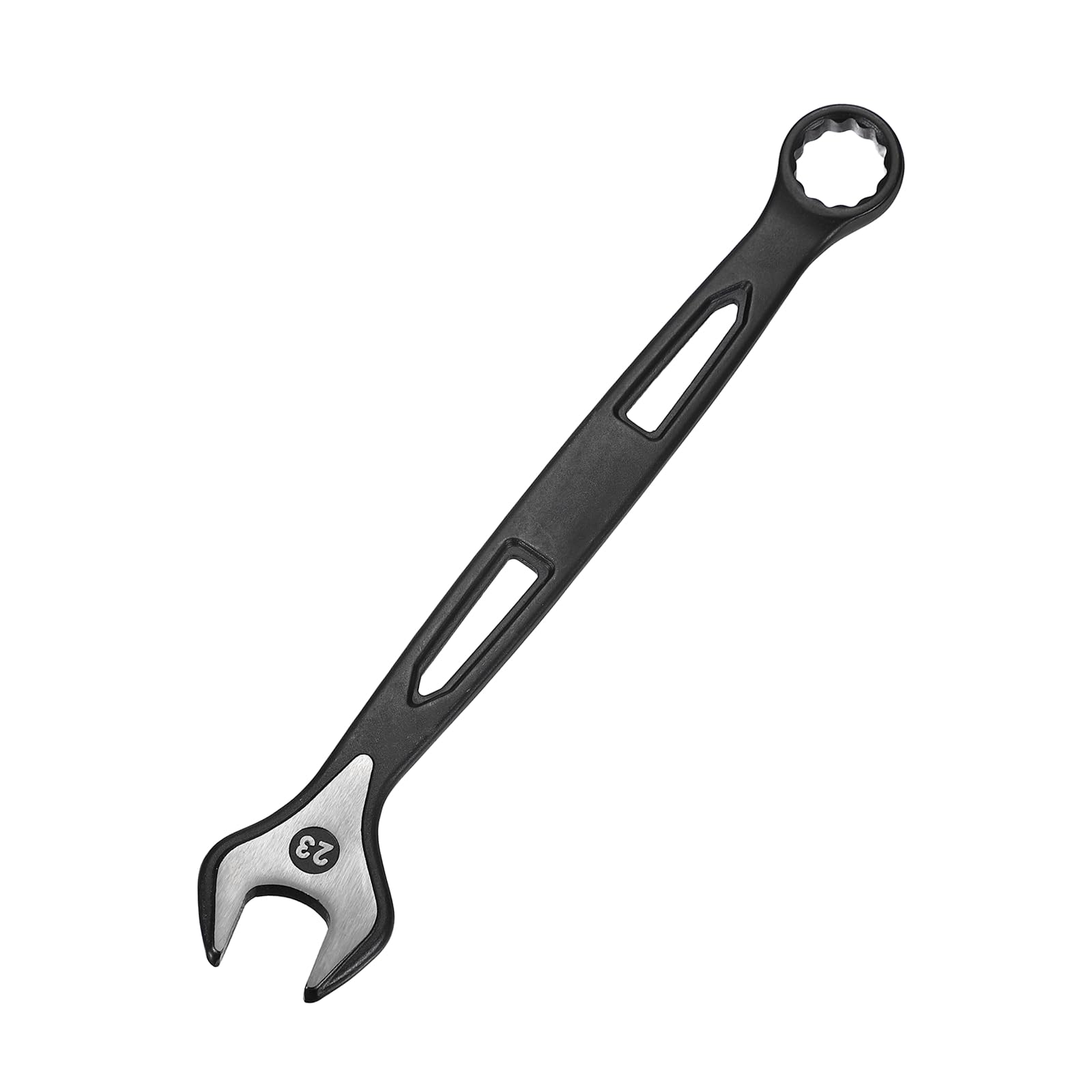 sourcing map Combination Wrench 23mm Metric Extra Long 12-Point Box and Open End Carbon Steel Double Ended Industrial Grade Spanner for Automotive Furniture Machinery DIY Repair, Black
