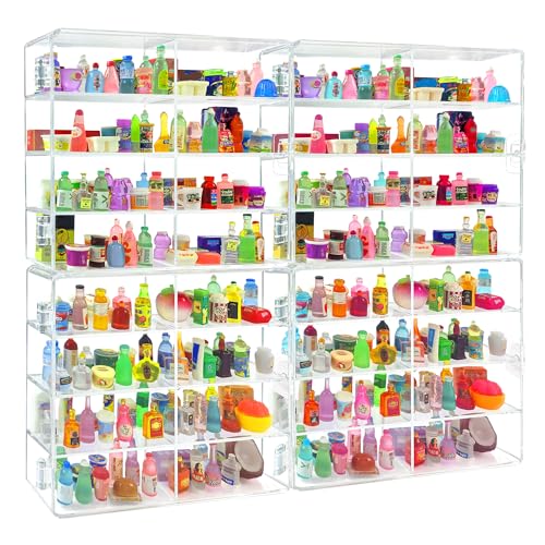 JOYMOMO 8 Slots Mini Brands Display Case Plastic Mini Brands Storage Case Collector Shopkins Real Littles(4 Pack-32 Slots)