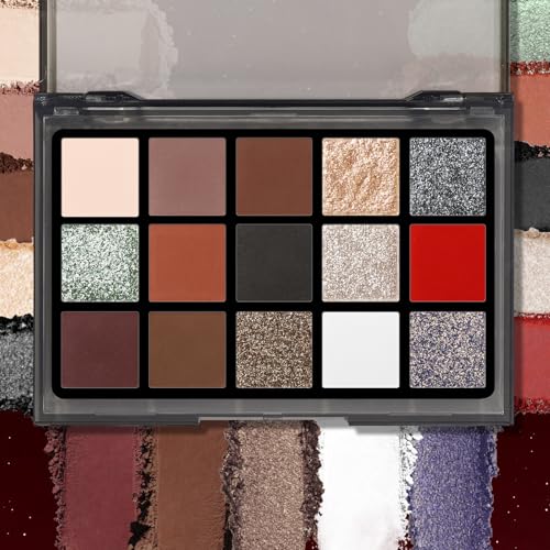 Image of UCANBE 15 Colors Matte Shimmer Metallic Glitter Eyeshadow Palette - Highly Pigmented Blendable Powder, Neutral Warm, Smokey & Bold Shades Makeup Palette