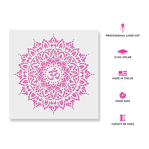 Image of Om Mandala Stencil - Yoga Room Decor, Cool Designs, Gift for Yoga Lover