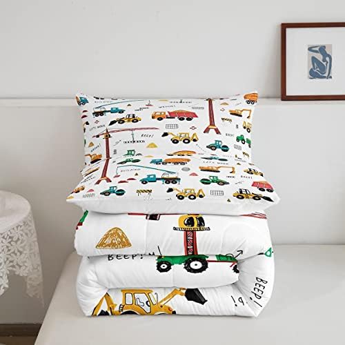 Feelyou Heavy Machinery Truck Bedding Set Tractor Crane Comforter Set for Kids Boys Girls Youth Construction Site Comforter Nursery Decor Quilt Set Room 2Pcs Twin Size 3 51wC+ITcYYL. AC