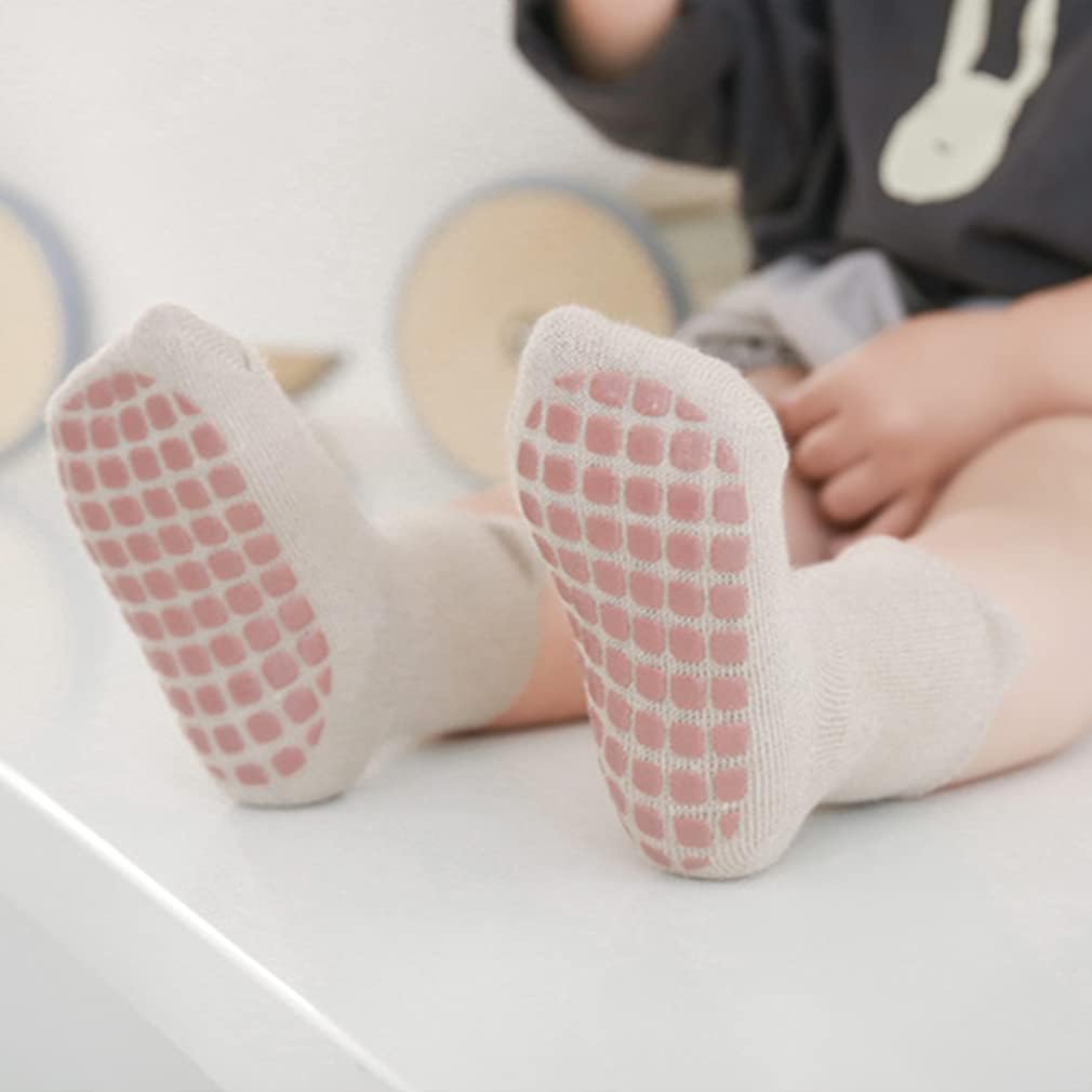 Baby Non-Slip Ankle Socks with Grips - Anti-Slip Crew Cotton Socks for Infants Toddlers Girls Boys - Image 4