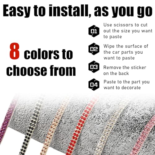 Image of povtii Bling Car Trim Self Adhesive, 16.4 Ft Glitter Crystal Rhinestone Decals Sticker Strips, Sparkly Auto Dashboard Decor Line Molding Sticker, Interior Exterior Car Accessories (Pink, 5mm)
