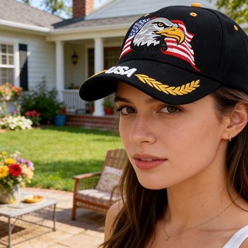 Image of Patriotic-USA-Eagle-Baseball-Caps-Woman-Man-Sun-Hat for 4th-July