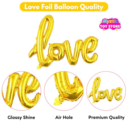 Image of Love Banner Gold for Birthday Wedding Home Boys Girls Men Women Foil Balloon Decoration Decor Celebration Golden