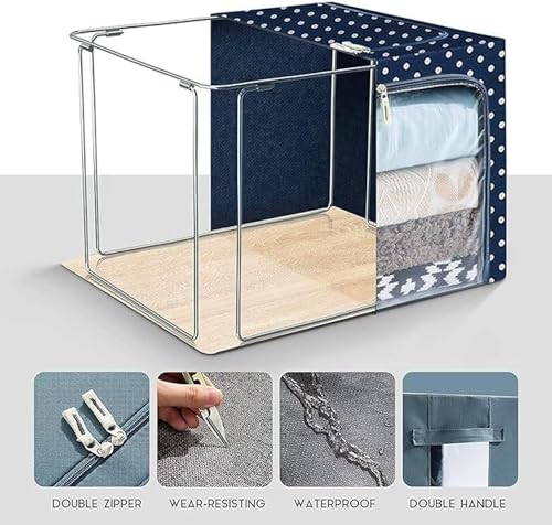 Image of Astoria 66 Ltr storage bag Foldable Steel Frame Cloths Zip Organizer Bag and Oxford Fabric Storage Living Cover Boxes For Wardrobe Organizer Shelves Clothes, Sarees, Bed Sheet, Blanket (Pack of 1)