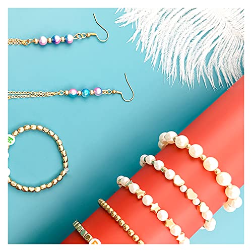 Skyzone Beads for Jewelry Making,Bead Making Kit,720 PCS White Pearl Beads and Gold Ball Heart Star Flat Spacer Beads Making Kit for DIY Necklace Bracelet Earring DIY Crafts(10 Different Design)