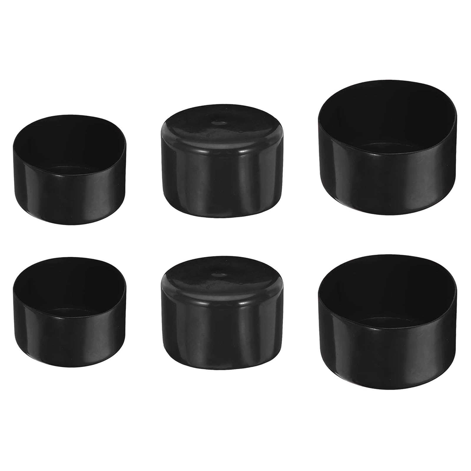 6PCS Rubber End Cap, 80/85/90mm ID Round Tube Bolt Cap, Protector Cover Rubber End Cap, Flexible Blot Protector PVC Cap For Tubing, Fence, Pipe Post, Furniture, Railing (BK)