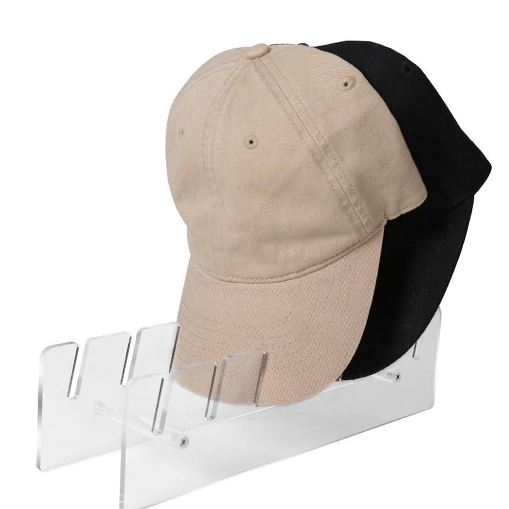 Support pour casquettes de baseball - Support pour casquettes de baseball - Organisateur de chapeaux en acrylique - Pas d'installation pour 7 casquettes - Pour chambre à coucher, bureau (noir1
