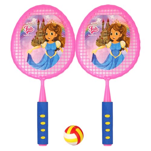Image of Asian Fab Badminton Kit 2 Rackets 1 Ball Set Multicolor Lightweight Durable Badminton Racket Set for Kids Outdoor Sports Training Family Play Beginner Game Pack of 3 Pieces