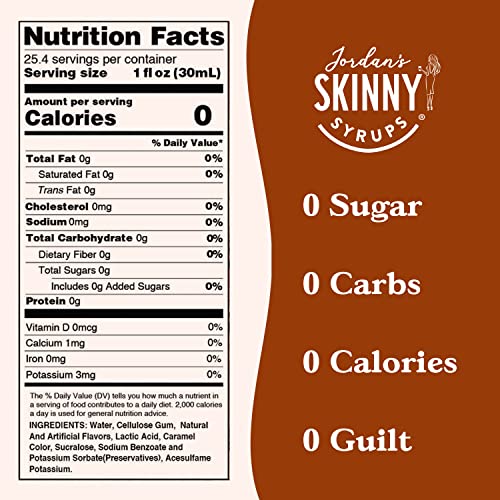 Image of Jordan's Skinny Mixes Syrups Coffee Syrup, Pumpkin Caramel Flavor Drink Mix, Zero Calorie Flavoring for Chai Latte, Protein Shake, Food & More, Sugar & Gluten Free, Keto Friendly, 25.4 Fl Oz (Pack of 6)