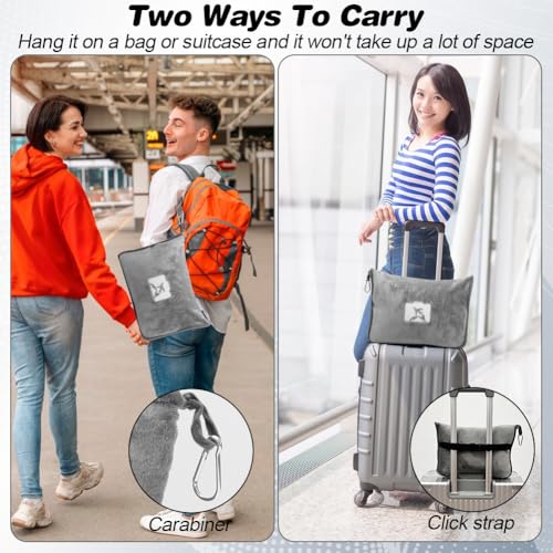 2 in 1 Reisedecke & Reisekissen mit Reißverschluss, Multifunktionales Kissen, Weiche & Warme Flugzeugdecke Kuscheldecke Kopfkissenbezug Kompakte Decke für Flugzeug, Auto, Büro,127x152cm
