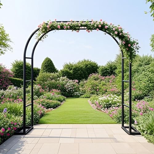 AJTXCSFOQL Rosenbogen Metall Stabil Torbogen 120 180 200 Rankgitter Rosenhilfe, Rankhilfe mit Basis für Kletterpflanzen und Rosen, Hochzeitsbogen Rankbogen Gartenbogen(Black,W180 x H250 x D40 cm) AJTXCSFOQL Rosenbogen Metall Stabil Torbogen 120 180 200 Rankgitter Rosenhilfe, Rankhilfe mit Basis für Kletterpflanzen und Rosen, Hochzeitsbogen Rankbogen Gartenbogen(Black,W180 x H250 x D40 cm)