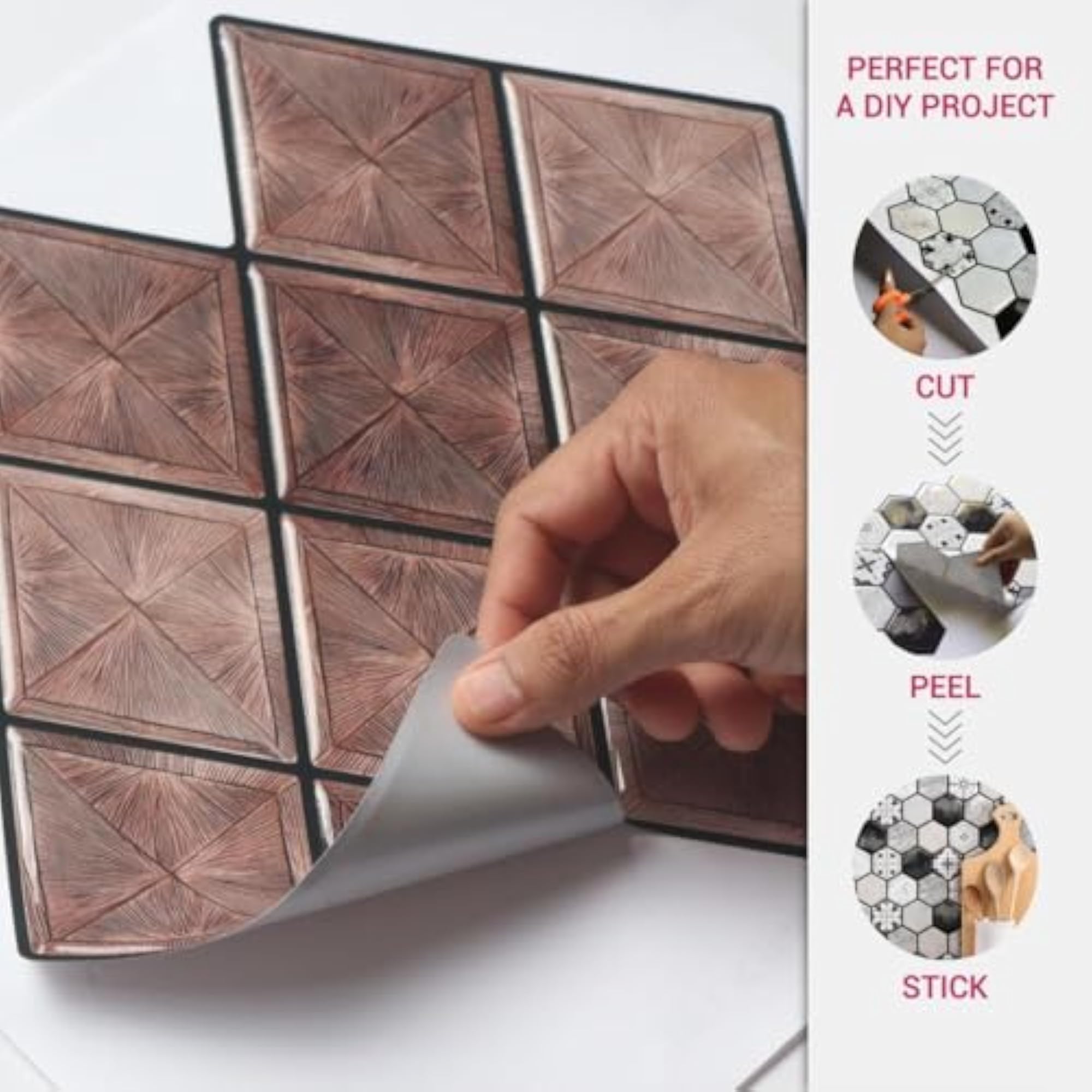 3D Beige Diamond Peel & Stick Tiles