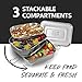 Stainless Steel Bento Box Lunch Box, A Large Metal 3 Compartment Tiffin Food Container Lunchbox For Boys Girls & Adults, Eco Friendly Meal Prep Food Container Storage For School or Work
