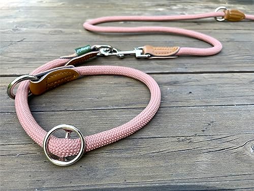 Leisegrün Hundehalsband Paracord verstellbar | Halsband für Hunde aus Nylon | Modell Devon | Rosa | Größe: M