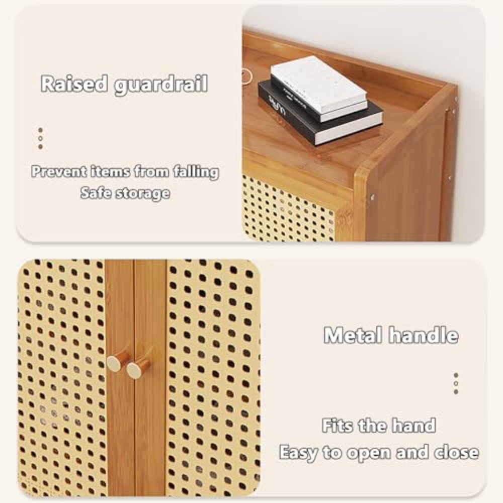 UYSELA Scarpiera in Bambù, Scarpiera Armadio Porta Scarpe a 7 Livelli in Legno, Moderna, con 2 Ante, per Ingresso, Soggiorno, Corridoio