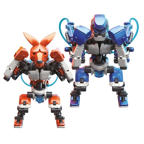 CONSTRUCT & CREATE Kit Robots Boxeadores Hidráulicos Tim & Tom Set Batalla Construcción Stem 2 Jugadores Juguete Pelea Agua Sin Pilas Control Manual Educativo Regalo Niños