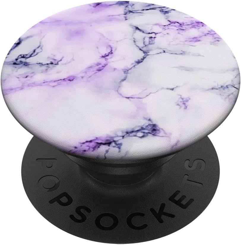 Elegant Purple and White Natural-Marble PopSockets PopGrip for MagSafe