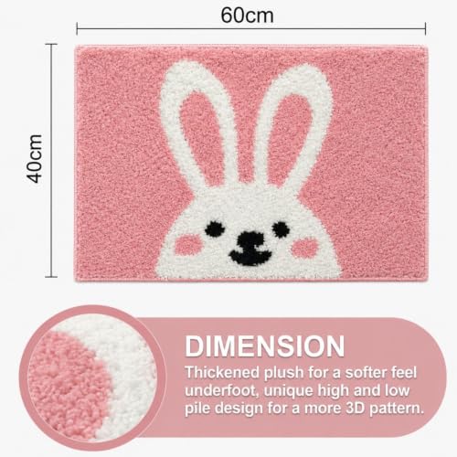 Image of Dream Weaverz 2000 GSM Soft Microfiber Bath Mat - Quick Dry Anti-Skid Water Absorbent Floor Rug, Machine Washable Non Slip Door Mat for Bathroom & Bedroom (40 x 60 cm) (Cute Bunny)