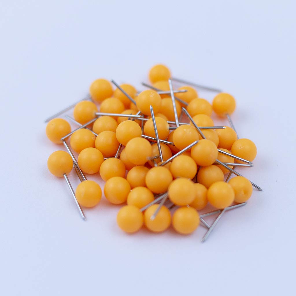 Push Pin Tacks for Photo Wall, Whiteboard, Cork Board, Map, Bulletin Board, Office or Home | 5 mm Head, 11 mm Point | Designed in The USA | Orange, Pack of 50