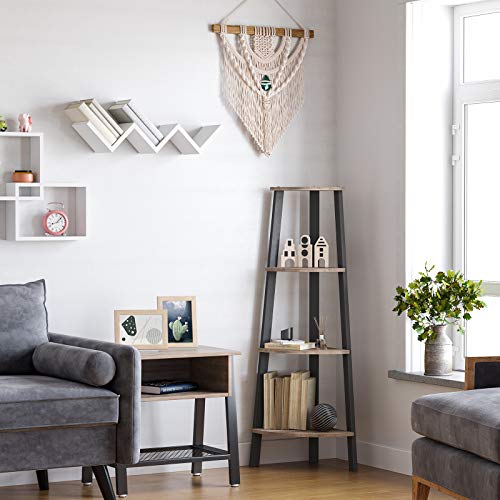 ALINRU Estante Esquinero, Librería de 4 Niveles, Estante de Almacenamiento, Soporte para Plantas Gris + Negro - Imagen 7 de 7
