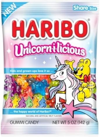 Haribo Unicorn-i-licious Gummy Candy Sweets, Share Size 142g