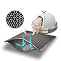 Pieviev Cat Litter Mat Litter Tray Mat of Large Size Double Layer Honeycomb Large Holes Design Waterproof EVA Material BPA Free, Soft on Paws and Washable (61X38cm, Gray)