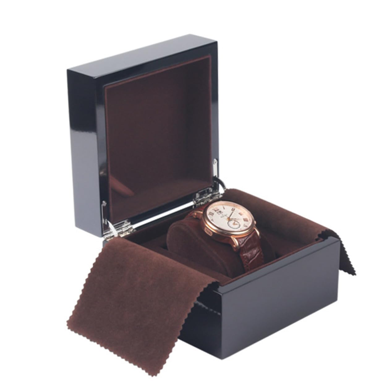 Caja de Madera para Relojes Negra, Vitrina de Escritorio Elegante