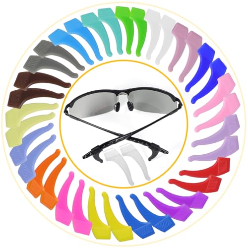 MOLDERP Glasses Ear Grip 20 Pairs (Colors) Kids and Adults Sport Eyeglass Strap Holder, Eyewear Retainer, Silicone Anti Slip Holder For Glasses, Eyeglass Temple Tip (Multicolored1)