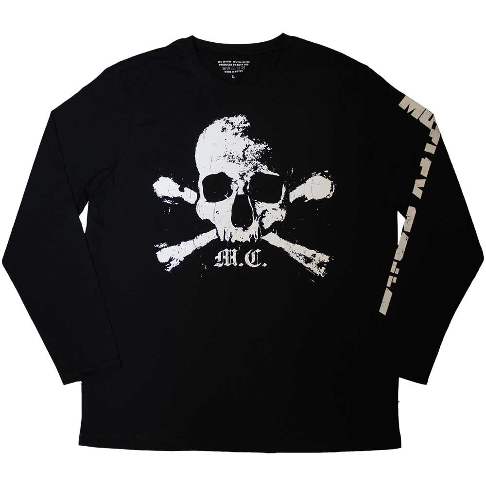 Motley Crue Orbit Skull Long Sleeve T Shirt S Black