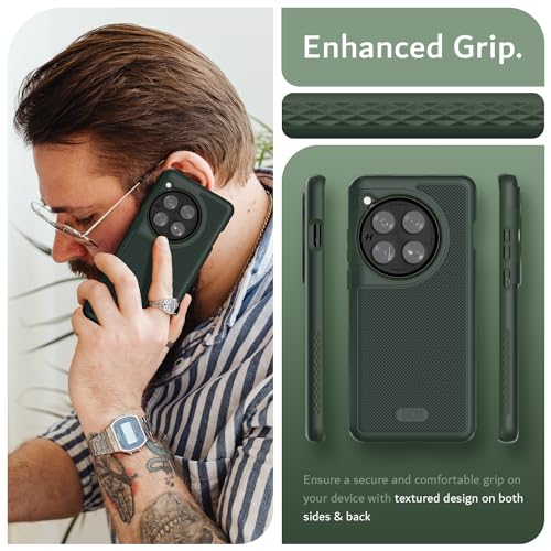 Image of TUDIA [MergeGrip for OnePlus 12 5G Back Cover - Military Grade Drop Tested Dual Layer Shockproof Anti-Slip Heavy Duty Protective Case- Pine Green