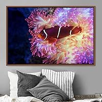 Framed Canvas Wall Art Deep Under Group Jellyfish Marine Life Multicolor Photography Realism Tropical Ultra Whimsical - 16x24 inches