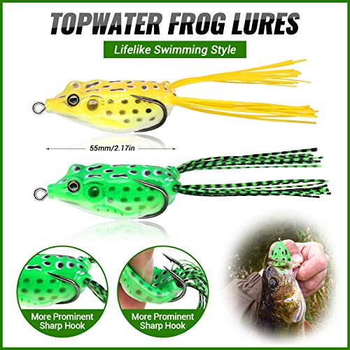 PLUSINNO Lot de 102 leurres artificiels avec stickbait, wobbler, vers, hameçons, grenouilles, clignotants et autres… - Image 3