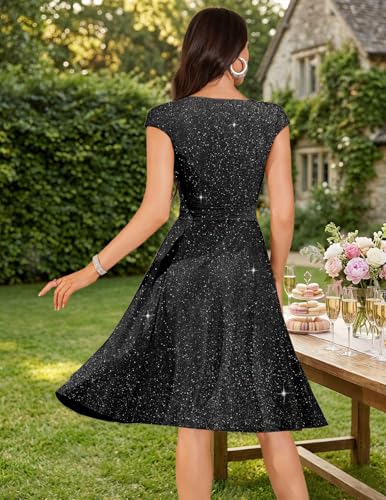 Image of DRESSTELLS Women's Cocktail Dresses, Formal Wedding Guest Modest Church Vintage Tea Party Midi Evening Dress