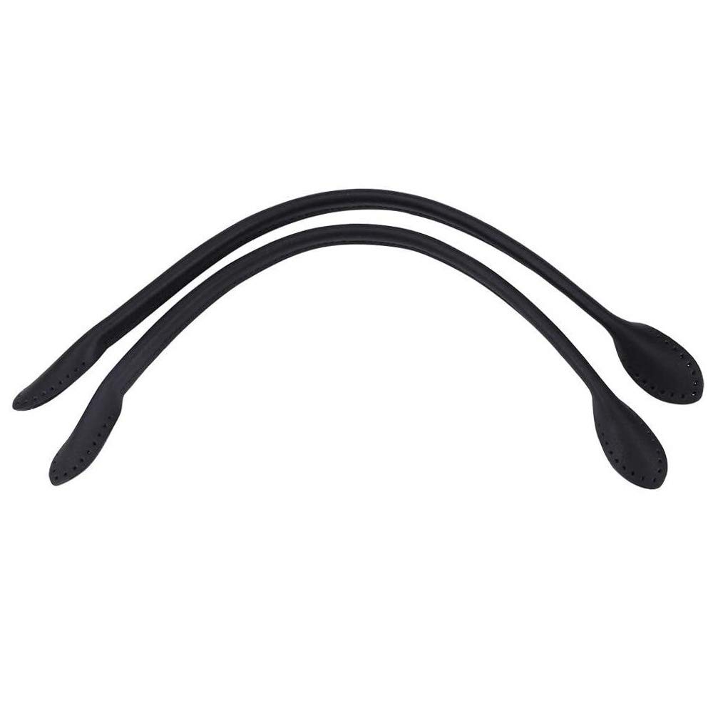 POFET Pair Leather Purse Handles Genuine Leather Handbag Straps Replacement Strap for DIY Hand Accessories, 60cm Black