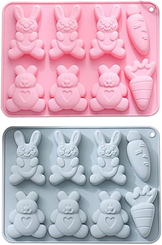 Happyyami Molde para hornear pastel divertido, diseño de zanahoria, conejito de Pascua, moldes de chocolate, herramientas para hornear