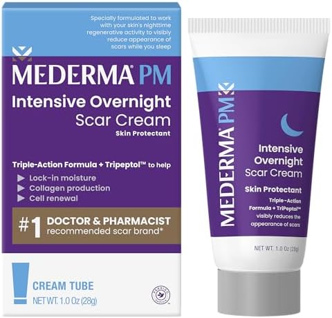 Mederma PM Intensive Overnight Scar Cream, Works with Skin's Nighttime Regenerative Activity, Clinically Shown to Make Scars Smaller and Less Visible, 1.0 Oz (28g)