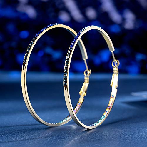 Huoyoacc 925 Silver Needle 14K Gold Plated Hoop Earrings Cubic Zirconia Fashion Hypoallergenic Large Hoop Earrings For Women Girls #TOP1