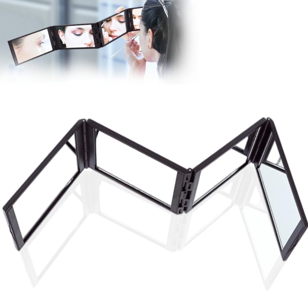 Miroir De Coiffure Et Maquillage 360° Portable | Miroir 4 Faces Avec Couvercle | Pour Bureau, Voyage, Salon
