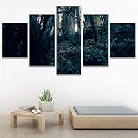 SIGNWIN 5 Panel Canvas Wall Art Rustic Woods for Home Decorations Ready to Hang - 60