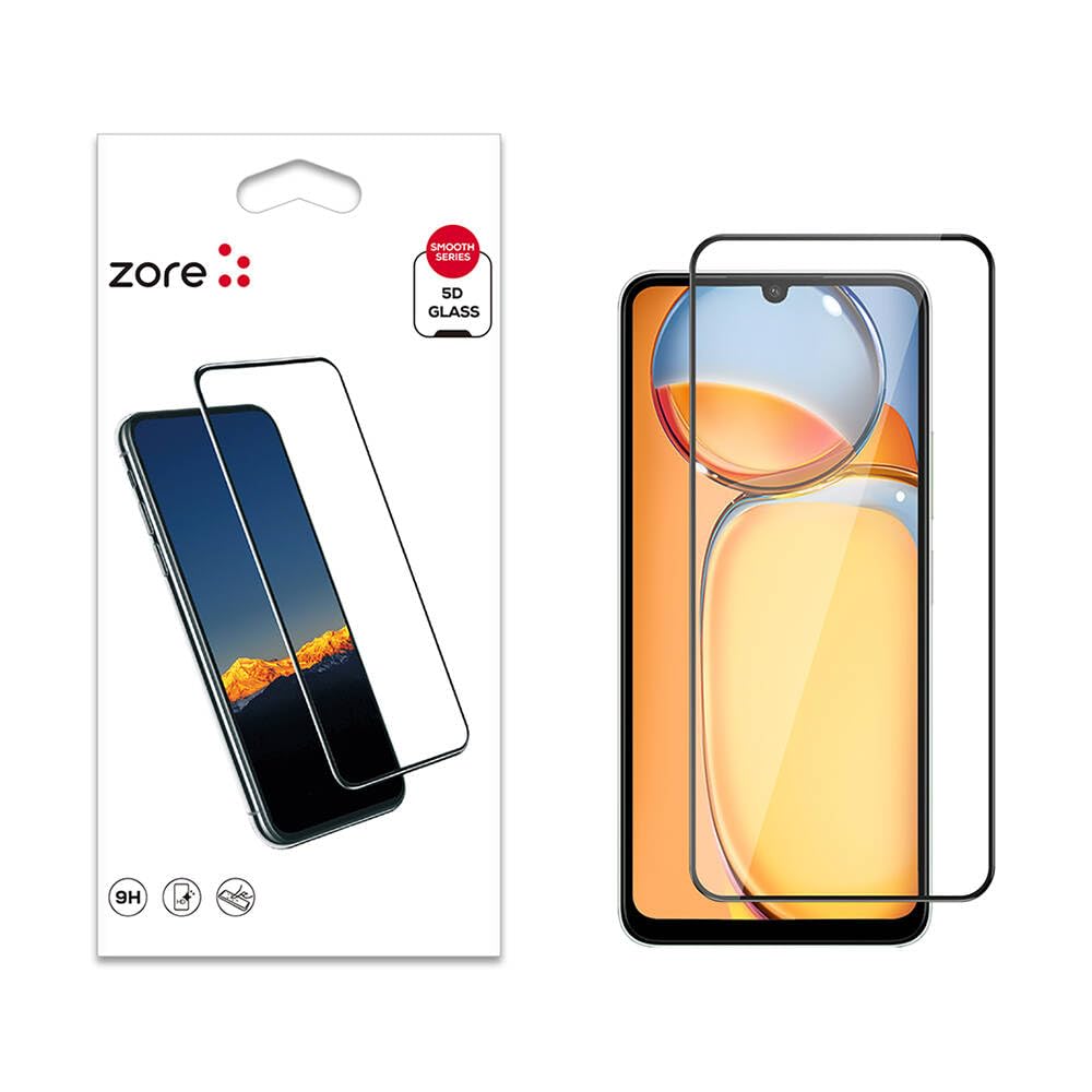 Zore Xioami ile uyumlu Redmi 13C Kenarları Kırılmaya Dayanıklı Cam Ekran Koruyucu Siyah