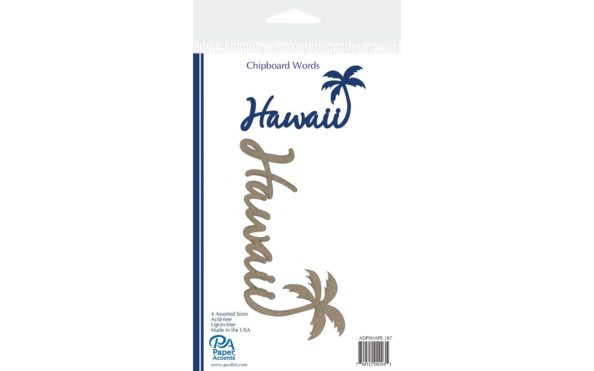 Chip Word 4pc Hawaii w/Palm Tree Natural