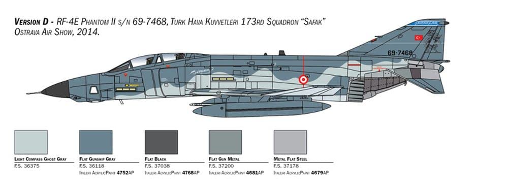 Italeri -2818 RF-4E Phantom II, Escala 1:48, Model Kit, Modelo de Plástico para Montar, Modelismo, IT2818